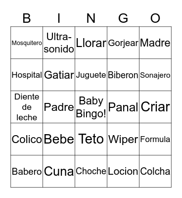 Bingo de Baby Shower Bingo Card