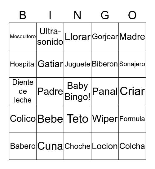 Bingo de Baby Shower Bingo Card