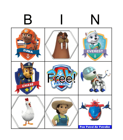 PAW PATROL BINGO Card