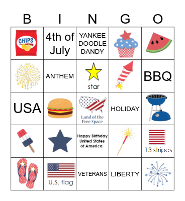 4th of July Bingo Card