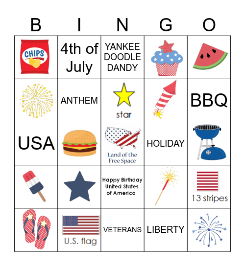 4th of July Bingo Card