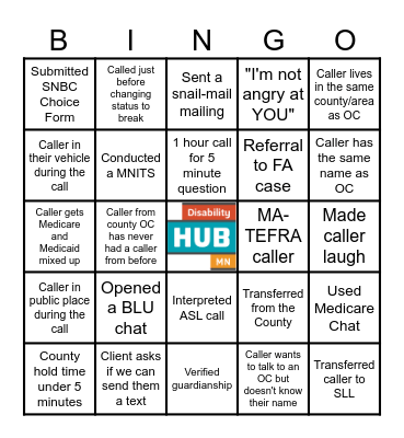 Disability Hub Bingo 2 Bingo Card