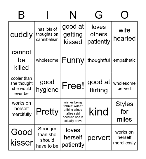 Transfem Bingo Card