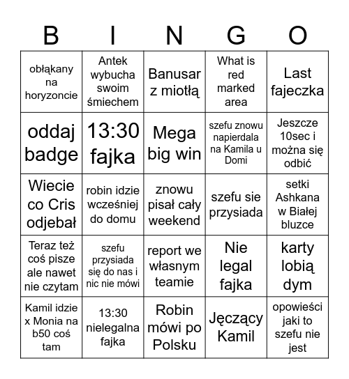 STADO Bingo Card