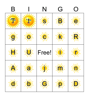 F9 Alphabet Bingo Card