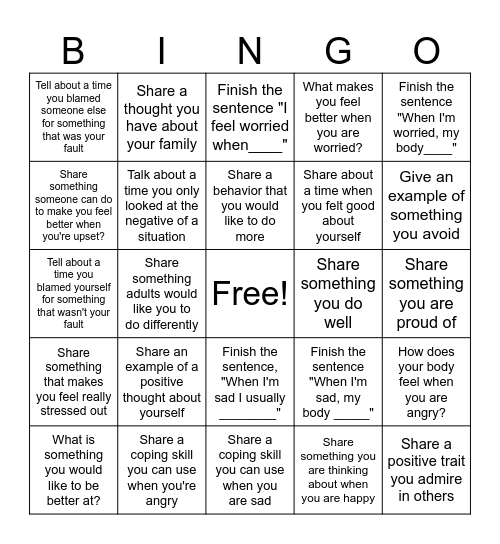 Cognitive Behavioral Therapy BINGO Card