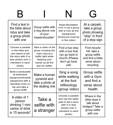 Bishan park Bingo Card