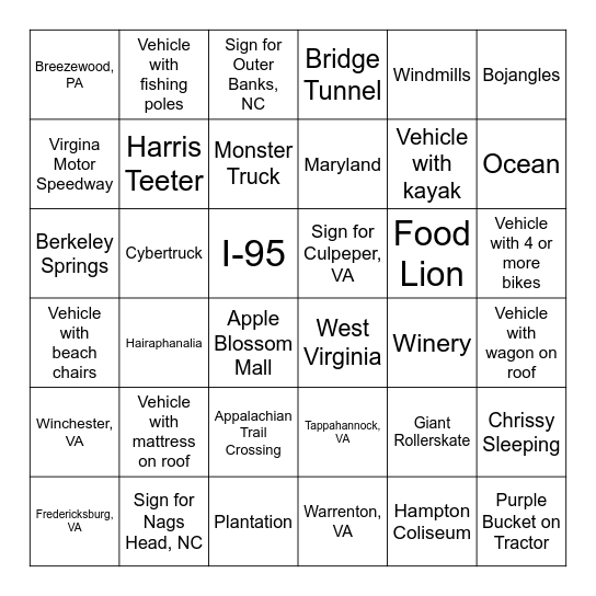 OBX -GO! Bingo Card