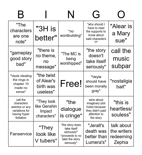 Engage criticism Bingo Card