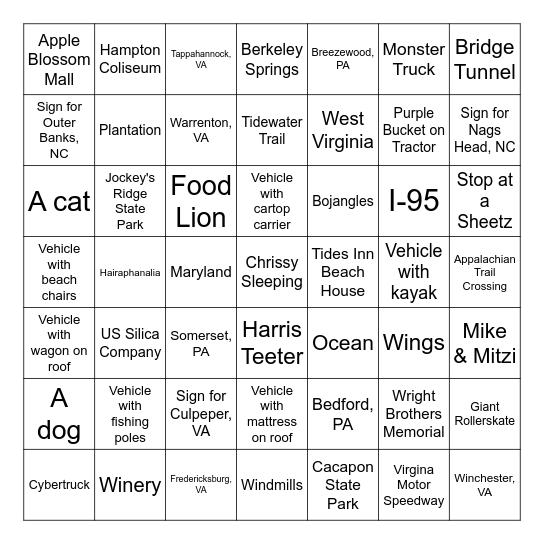 OBX -GO! Bingo Card