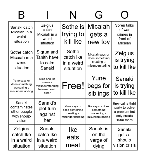 crazy Mica and Ike scenario of the day Bingo Card