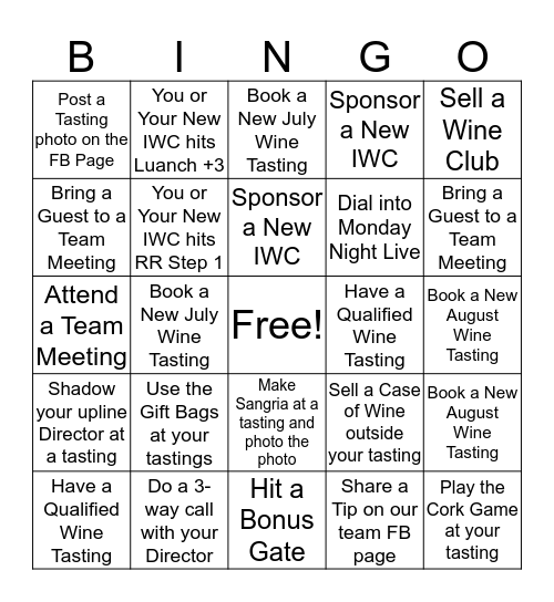 Wine Bingo - Summer Fun Bingo Card