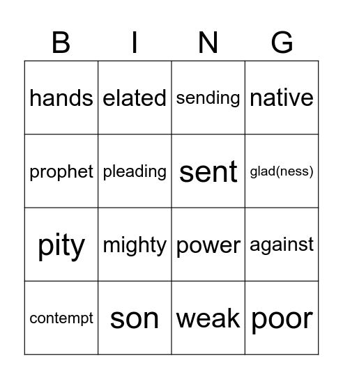 14th Sunday in Ordinary Time year B Bingo Card