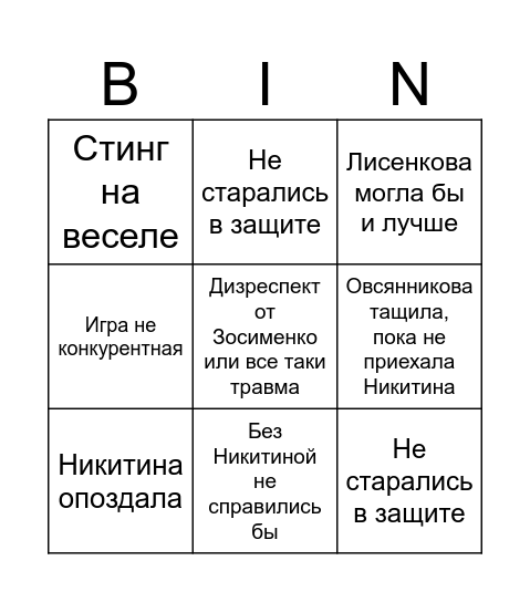 Подкаст после игры Bingo Card