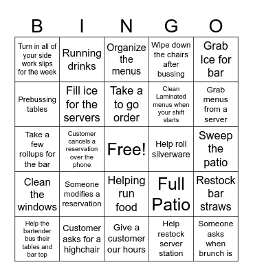 Host Bingo Card