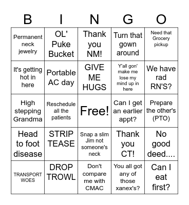 MRI BINGO Card