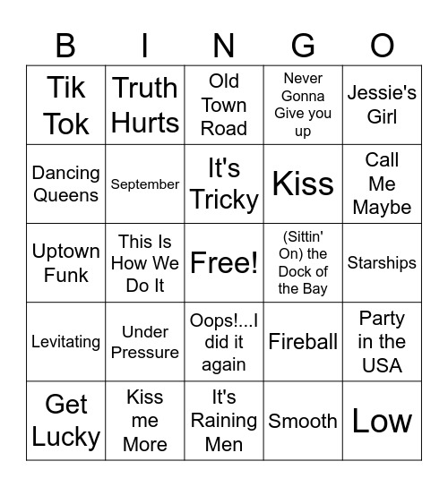 Music Bingo Card