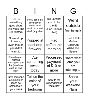Last Minute Bingo Card