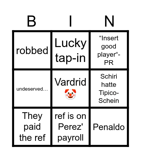 Lieblingsmannschaft hat verloren- Bingo Card