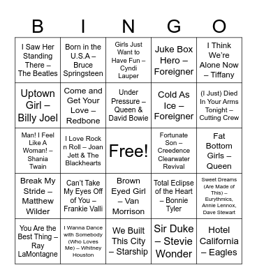 ~vintage~ Bingo Card