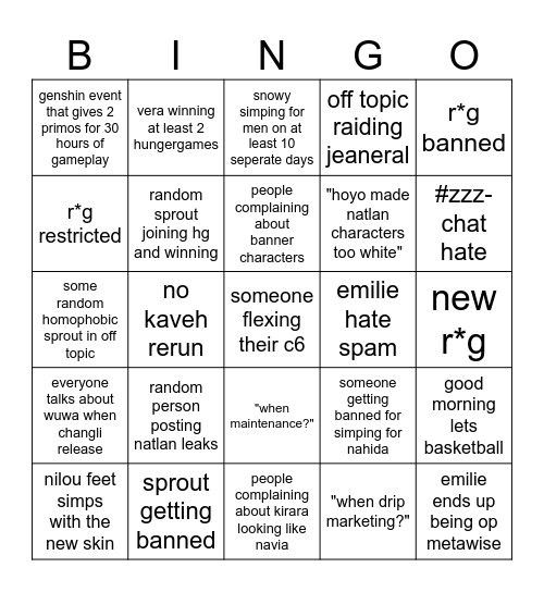 4.8 bingo card Bingo Card