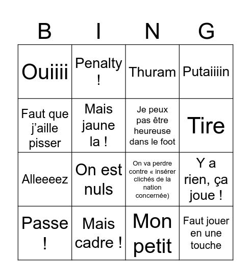 Euro selon Elodie Bingo Card