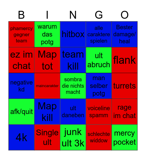 Overwatch Bingo Card