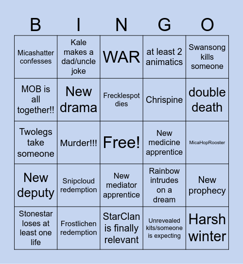 GalaxyClan Y20 Bingo Card