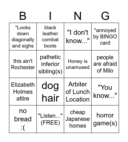 BING Bingo Card