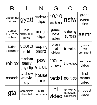 Untitled Bingo Card