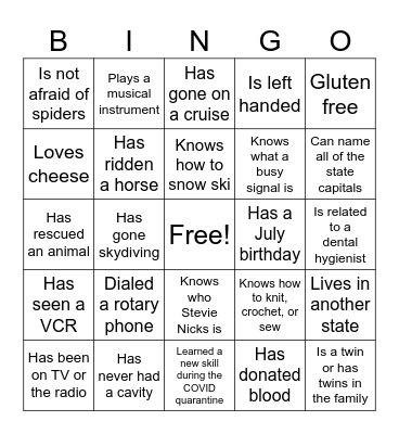 Get to Know Your Classmates Bingo Card
