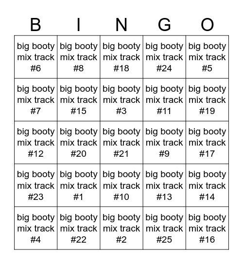 mia’s playlist Bingo Card