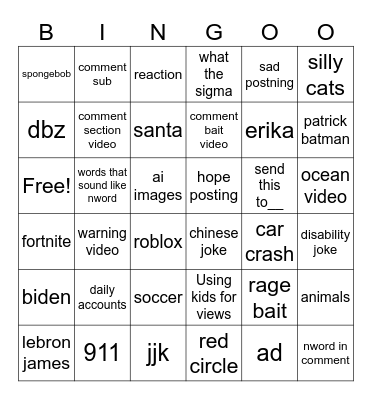 Sven's instagram reels bingo Card