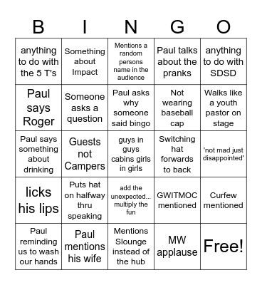 MW Bingo Card