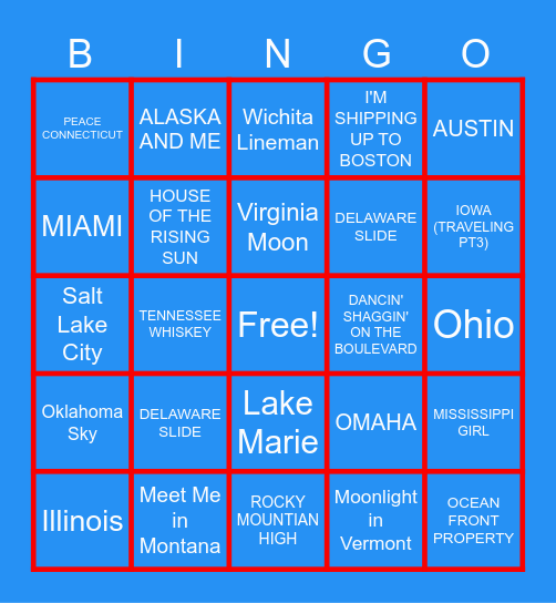 UNITED STATES OF AMERICA Bingo Card