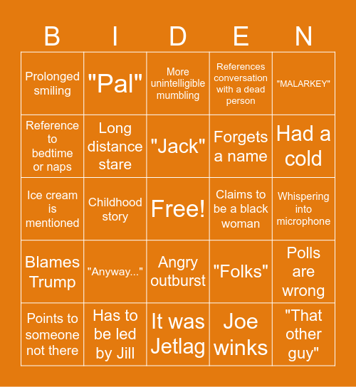 Biden Speech Bingo Card