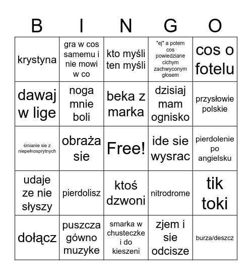 Gagatek Bingo Card