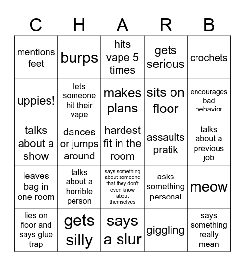 Untitlcharlie bingoed bingo Card