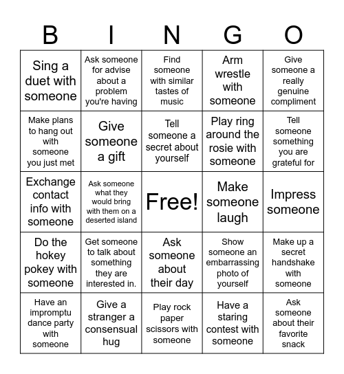 Icebreaker Bingo Card