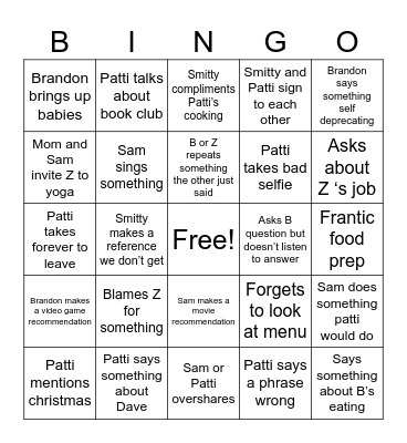 Family Bingo Card