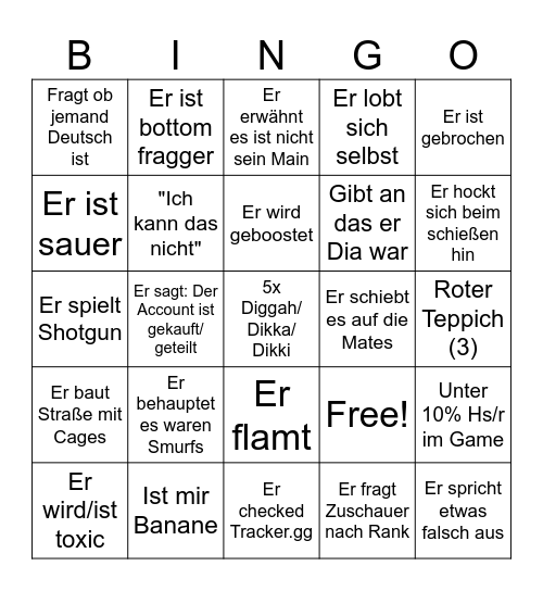 Marv Bingo Card