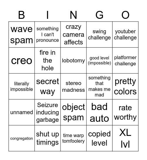 RECENT TAAAAAAAAAAB Bingo Card