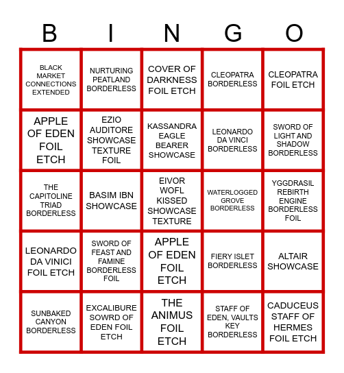 ASSASSINATION BINGO Card