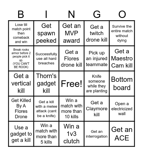 R6 5X5 Bingo Card