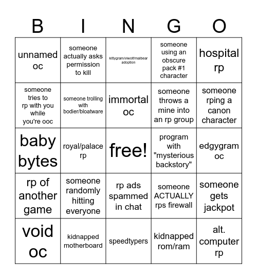 databrawl roleplay bingo! Bingo Card