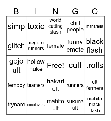 JJS Bingo Card