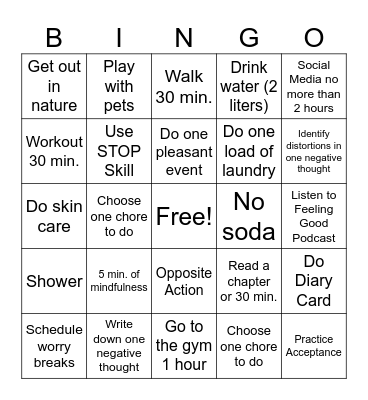 Self Care List (Friday Group) Bingo Card