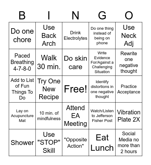 Cee's Bingo To-Do's Bingo Card