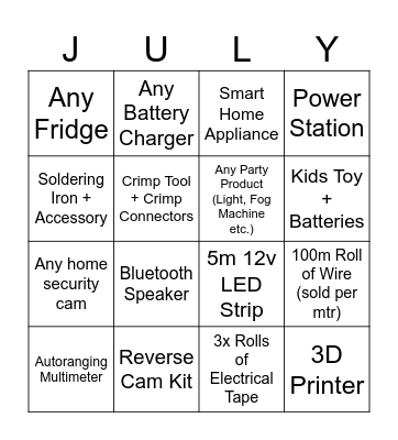 July Bingu Bingo Card