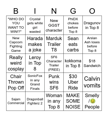Evo 2024 Bingo Card